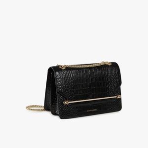 STRATHBERRY EAST/WEST EMBOSSED CROC BLACK